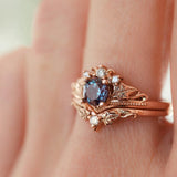 Rose Plated Bridal Ring Set Round Cut Gems Crystal Wedding Ring Set