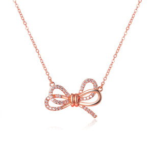 Rose Gold Butterfly Pendant Necklace Crystal Charm Jewelry for Women Girls Teens