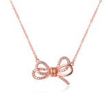 Rose Gold Butterfly Pendant Necklace Crystal Charm Jewelry for Women Girls Teens