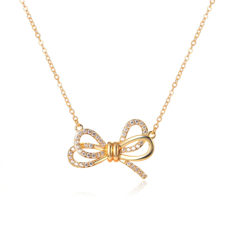 Rose Gold Butterfly Pendant Necklace Crystal Charm Jewelry for Women Girls Teens