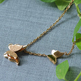 Rose Plated Butterfly Pendant Necklace Stainless Steel Anti-Allergical