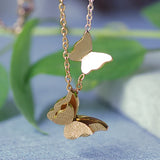 Rose Plated Butterfly Pendant Necklace Stainless Steel Anti-Allergical