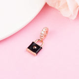 Rose Plated Love Padlock Charm Bead for DIY Bracelets