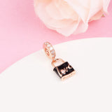 Rose Plated Love Padlock Charm Bead for DIY Bracelets