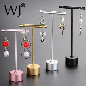 Rose Plated Metal Jewelry T Stand Display Earrings Holder Rack