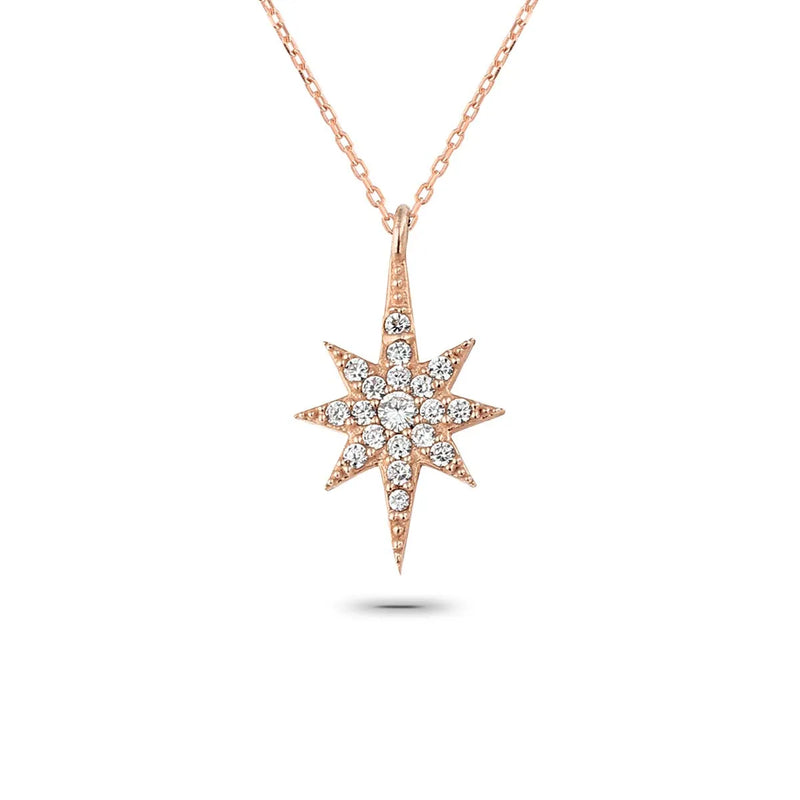 Rose Plated North Star Zircon Pendant Necklace
