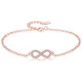925 Silver Bowknot Zircon Infinity Bracelet for Women