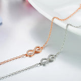 925 Silver Bowknot Zircon Infinity Bracelet for Women