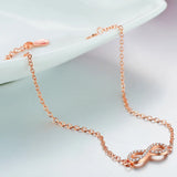 925 Silver Bowknot Zircon Infinity Bracelet for Women