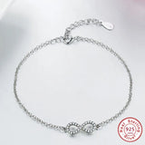 925 Silver Bowknot Zircon Infinity Bracelet for Women