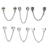 Rose Safety Chain 925 Sterling Silver Anti-Lost Chain With Flower Pendant