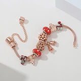Rose Santa Claus Beads Bracelet with Snake Chain