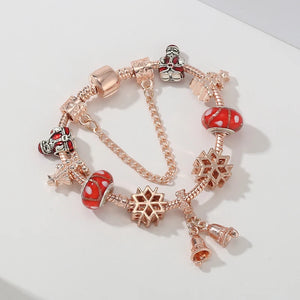 Rose Santa Claus Beads Bracelet with Snake Chain