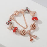 Rose Santa Claus Beads Bracelet with Snake Chain