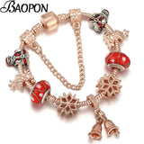 Rose Santa Claus Beads Bracelet with Snake Chain