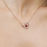 Rose Ruby Butterfly Pendant 925 Silver Gemstone Necklace For Women