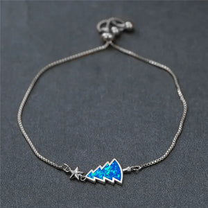 Rose Silver Chain Bracelet Fire Opal Stone Bracelet Stars Xmas Accessory