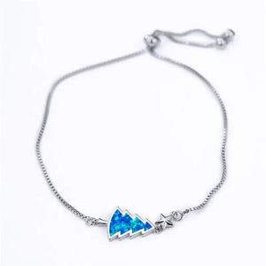 Rose Silver Chain Bracelet Fire Opal Stone Bracelet Stars Xmas Accessory