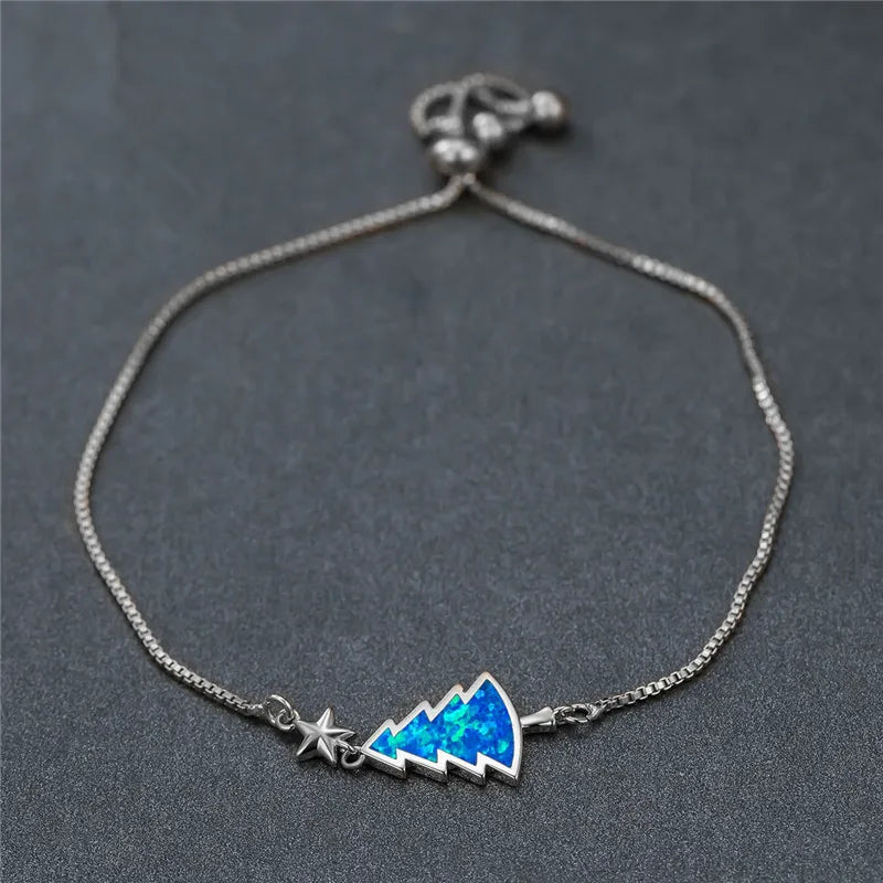 Rose Silver Chain Bracelet Fire Opal Stone Bracelet Stars Xmas Accessory