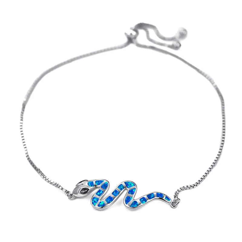 Rose Silver Chain Bracelet Opal Stone Animal Bracelet