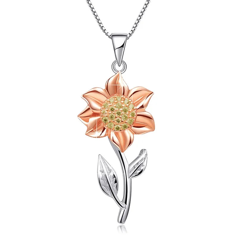 Rose/Silver Chokers Flowers Necklace for Women Girls Gift