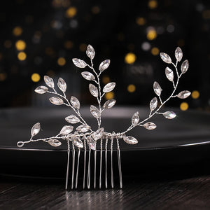 Rose Silver Tiara Hair Comb Bridal Crystal Wedding Accessories