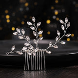 Rose Silver Tiara Hair Comb Bridal Crystal Wedding Accessories