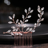 Rose Silver Tiara Hair Comb Bridal Crystal Wedding Accessories