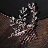 Rose Silver Tiara Hair Comb Bridal Crystal Wedding Accessories