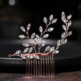Rose Silver Tiara Hair Comb Bridal Crystal Wedding Accessories