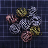 Rose Silver Lantern Spiral Pendant Beads Cage for Jewelry 30mm