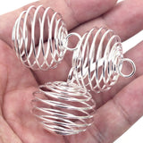 Rose Silver Lantern Spiral Pendant Beads Cage for Jewelry 30mm
