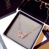 Rose Gold/Silver Butterfly Pendant Necklace For Women