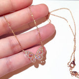 Rose Gold/Silver Butterfly Pendant Necklace For Women