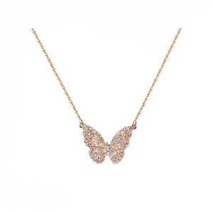 Rose Gold/Silver Butterfly Pendant Necklace For Women