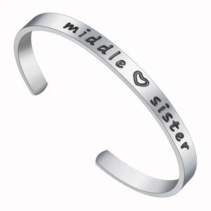 Rose Silver Cuff Bangle Letter C Women Jewelry Gift Bracelet