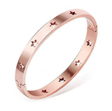Rose Silver Cuff Bangle Star Women Jewelry Gift Bracelet Love Heart