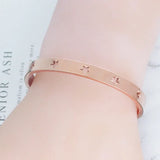 Rose Silver Cuff Bangle Star Women Jewelry Gift Bracelet Love Heart