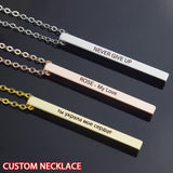 Custom Stainless Steel Square Bar Name Necklace