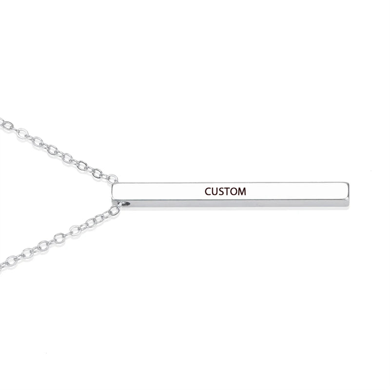 Custom Stainless Steel Square Bar Name Necklace