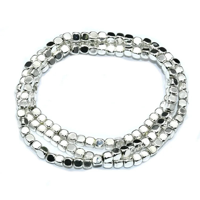 Rose Silver Hematite Cube Beads 5pcs