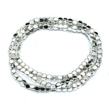 Rose Silver Hematite Cube Beads 5pcs
