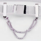 Rose & Silver Sparkling Safety Chain Clip Charm - 925 Sterling Silver Bead
