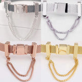 Rose & Silver Sparkling Safety Chain Clip Charm - 925 Sterling Silver Bead