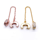 Rose & Silver Safety Chain Charm for 925 Silver Bracelets