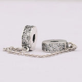 Rose & Silver Safety Chain Charm for 925 Silver Bracelets
