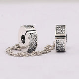 Rose & Silver Safety Chain Charm for 925 Silver Bracelets