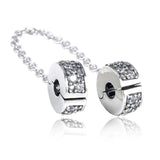 Rose & Silver Safety Chain Charm for 925 Silver Bracelets