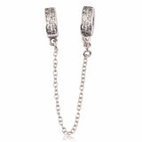 Rose & Silver Safety Chain Charm for 925 Silver Bracelets