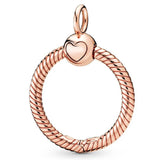 Rose & Silver O Pendant Beads 925 Silver Charms DIY Jewelry